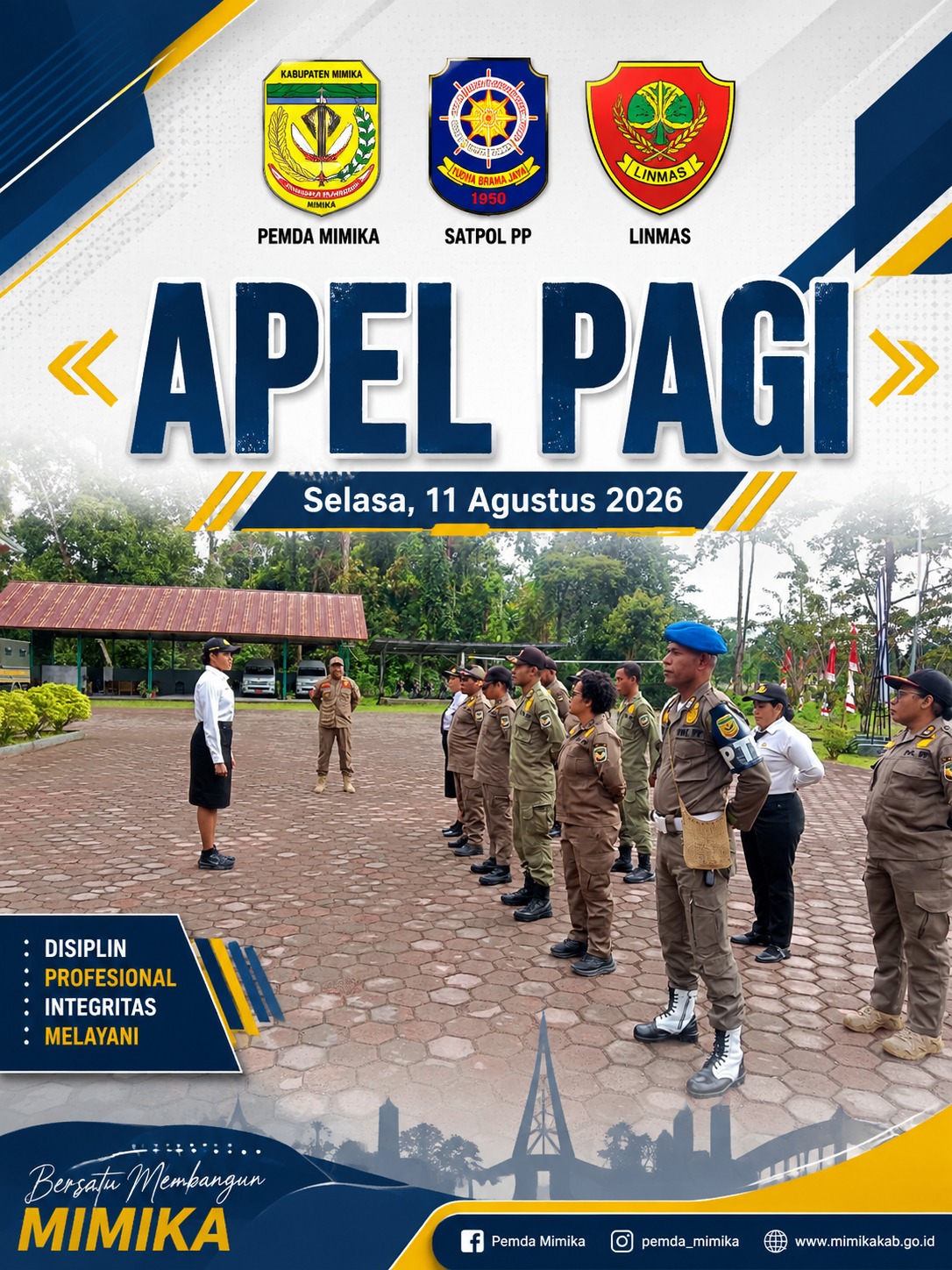 Apel Pagi pada Satuan Polisi Pamong Praja Kabupaten Mimika